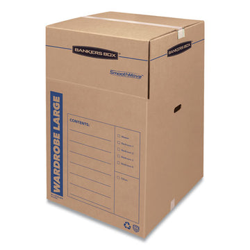 Bankers Box® Smoothmove Wardrobe Box, Regular Slotted Container (rsc), 24" X 24" X 40", Brown Kraft-blue, 3-carton freeshipping - TVN Wholesale